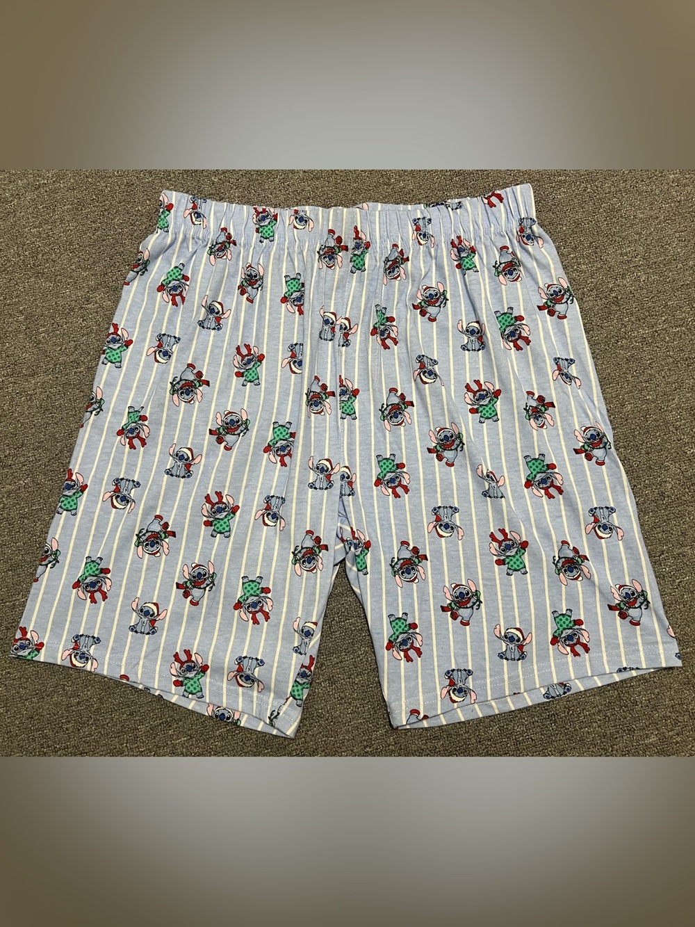 Disney Stitch Light Blue Striped Pajama Shorts Women’s M